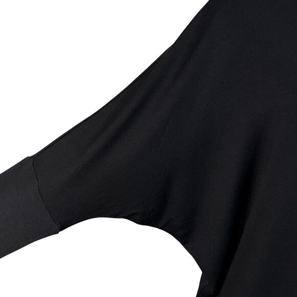 WHBM Medium Passporter Tunic Top Long Sleeve Stretch Hi-Low Hem V-Neck Black New - Picture 2 of 8